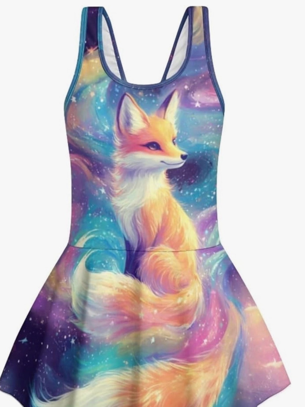Girls swimsuit dress- Galaxy Fox print.